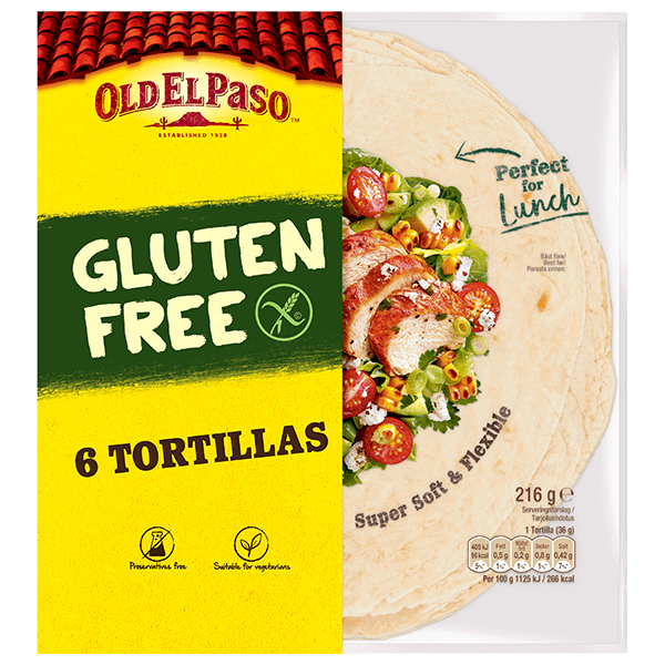 en pakke Old El Paso 6 glutenfrie tortillas, 216g